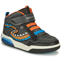 Sapatos Rapaz Sapatilhas de cano-alto Geox J INEK B. C - MESH+ECOP BOTT Preto / Laranja