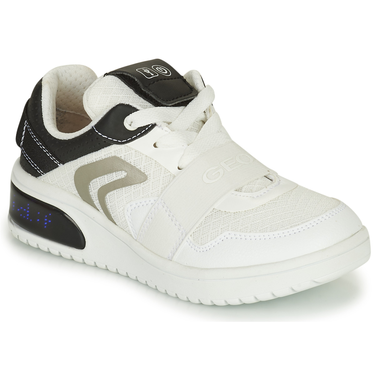 Sapatos Rapaz Sapatilhas Geox J XLED B. B - MESH+GEOBUCK Branco / Preto