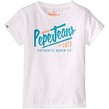 Textil Rapaz T-Shirt mangas curtas Pepe Fitted JEANS  Branco
