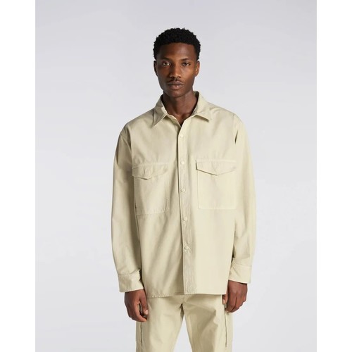 Textil Homem Camisas mangas comprida Edwin I030301 BIG SHIRT-0DS PELICAN Bege