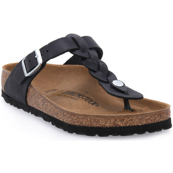 Sapatos Mulher Chinelos Birkenstock GIZEH BRAIDED BLK OILED CALZ S Preto