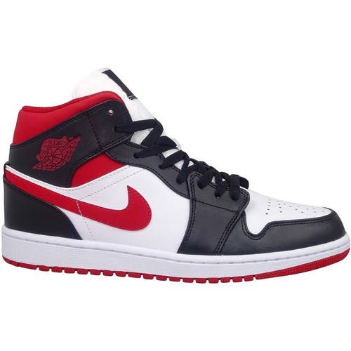 Sapatos Homem Sapatilhas de cano-alto Nike Air Jordan 1 Mid Preto, Vermelho, Branco