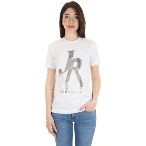 Textil Mulher White cotton classic T-shirt from featuring a v-neck and short sleeves John Richmond RWP22182TS Branco