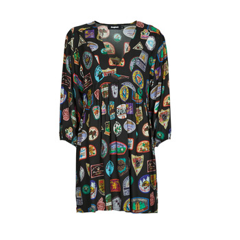 Textil Mulher Vestidos curtos Desigual STAMP Preto / Multicolor