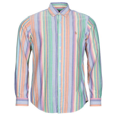 Textil Homem Camisas mangas comprida Chemise Coupe Droite En Oxford CUBDPPCS-LONG SLEEVE-SPORT SHIRT Multicolor / Laranja / Verde