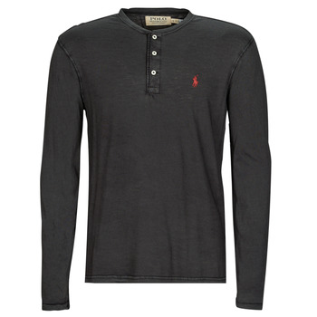 Textil Homem T-shirt black compridas Polo Ralph Lauren T-SHIRT AJUSTE COL TUNISIEN EN COTON Preto / Vermelho