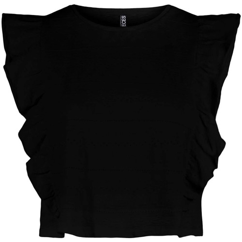Textil Mulher Tops sem mangas Pieces Camiseta negra sin mangas Preto