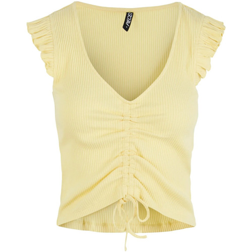 Textil Mulher Tops sem mangas Pieces Camiseta amarilla sin mangas ajustable Amarelo