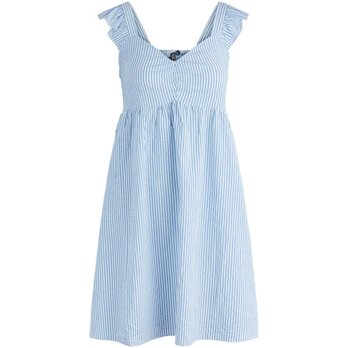 Textil Mulher Vestidos curtos Pieces Vestido corto azul con rayas blancas ajustado en el pecho Azul