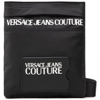 Ceinture de Versace Jeans Couture en cuir noir avec boucle ronde en métal