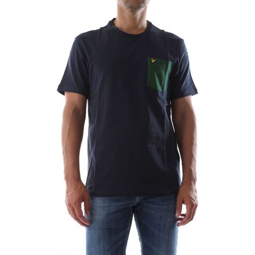 Textil Homem T-shirts e Pólos Nike mini swoosh print t-shirt in white TS831V CONTRAST PKT TEE-W743 DARK NAVY/ENGLISH GREEN Azul