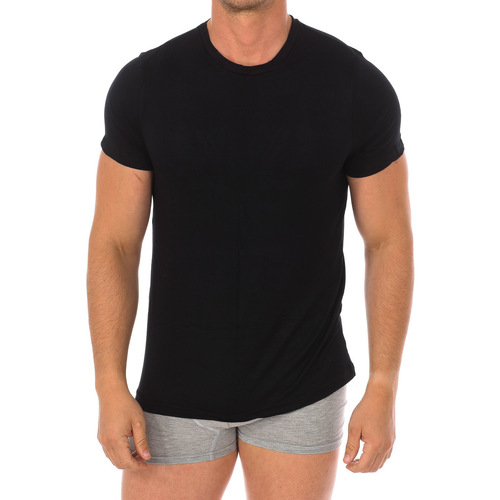 MSGM embroidered-logo cotton T-Shirt Nero Homem Camisolas de interior Kisses&Love 602-NEGRO Preto