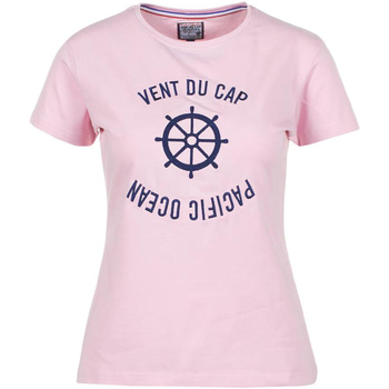 Textil Mulher T-Shirt mangas curtas logo bucket hat from FRESCOBOL CARIOCA featuring navy blue T-shirt manches courtes femme ACHERYL Rosa