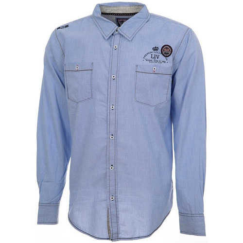 Textil Homem Camisas mangas comprida Vent Du Cap cotton Chemise manches longues homme CLOUD Azul