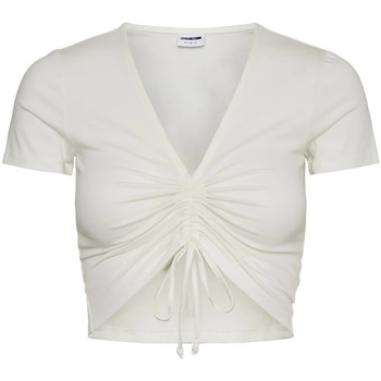 Textil Mulher T-shirts e Pólos Noisy May Camiseta blanca ajustable manga corta Branco