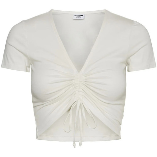 Textil Mulher Fatos e gravatas Noisy May Camiseta blanca ajustable manga corta Branco