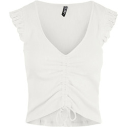 Textil Mulher Tops sem mangas Pieces Camiseta blanca sin mangas ajustable Branco