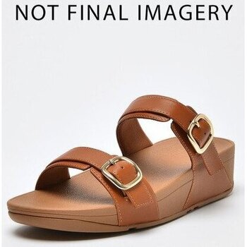 Sapatos Mulher Chinelos FitFlop LULU ADJUSTABLE LEATHER SLIDES LIGHT TAN Ouro