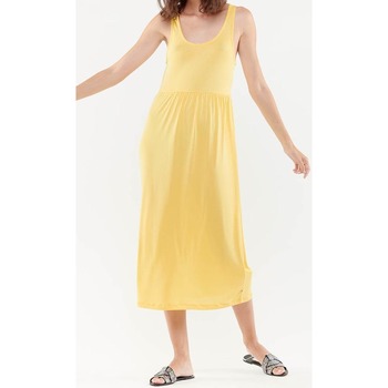 Textil Mulher Vestidos Franklin & Marshises Vestido comprido plissada LALY Amarelo