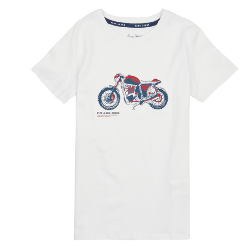 Textil Rapaz T-Shirt mangas gecombineerds Pepe jeans Square TANNER TEE Branco