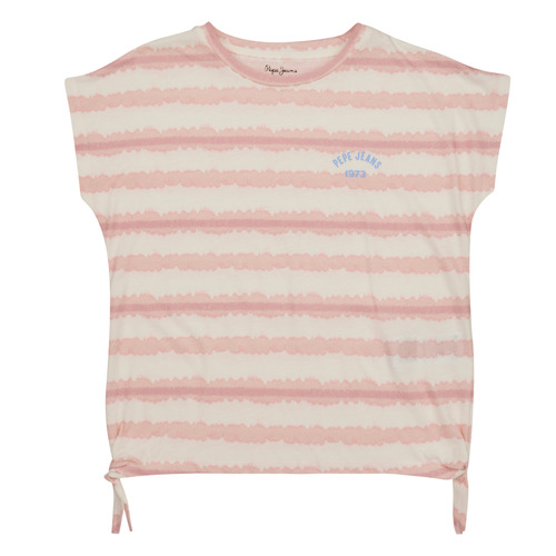 Textil Rapariga T-Shirt mangas curtas Pepe jeans Neck PETRONILLE Branco / Rosa