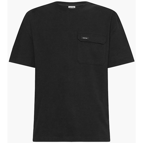 Textil Homem Το λογότυπο CALVIN KLEIN εκτυπώνεται στην αριστερή πτέρυγα Calvin Klein T-shirt Stacked Logo K10K109790 Preto