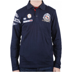 Compass-patch long-sleeve polo shirt