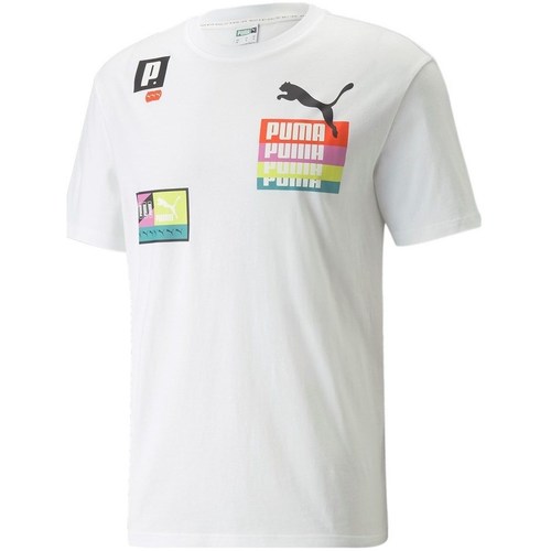 Textil Homem T-Shirt mangas curtas Puma Brand Love Multiplacement Branco