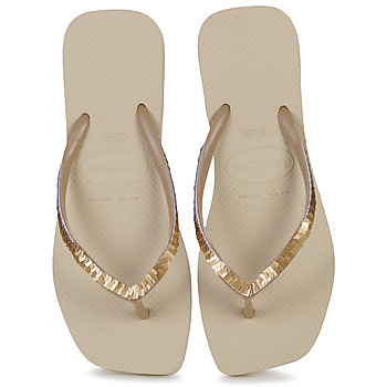 Sapatos Mulher Chinelos Havaianas SLIM SQUARE MAGIC SEQUIN Bege / Ouro