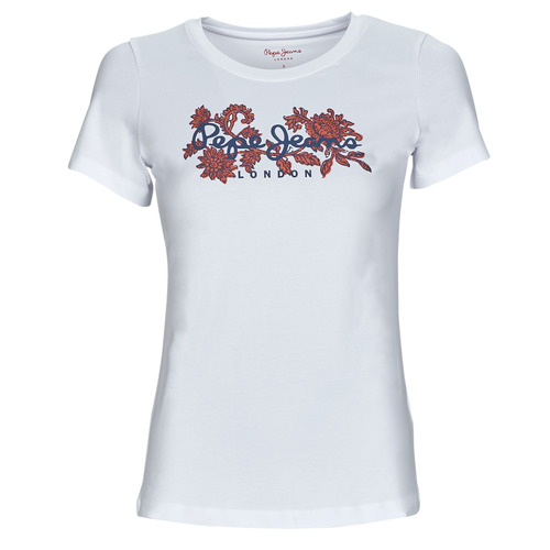 Textil Mulher T-Shirt mangas curtas Pepe jeans floral-print NEREA Branco