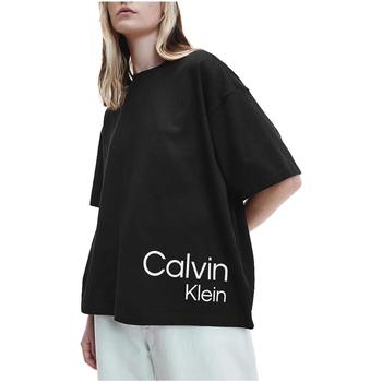Textil Mulher T-Shirt mangas curtas Calvin Klein Jeans  Preto