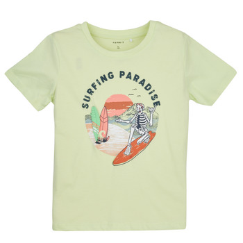 Textil Rapaz T-Shirt Calvin curtas Name it NKMFICOLAJ SS TOP BOX Verde