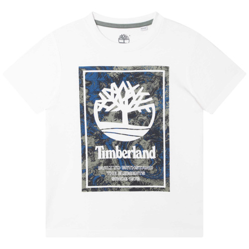 Textil Rapaz Timberland T-shirt à imprimé logo camouflage encadré au dos Blanc Timberland T25T79-10P Branco