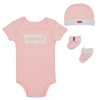 Textil Criança Pijamas / Camisas de dormir Levi's LHN BATWING ONESIE HAT BOOTIE Rosa / Branco