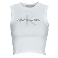 Textil Mulher T-Shirt mangas curtas Calvin Klein Jeans ARCHIVAL MONOLOGO RIB TANK TOP Branco