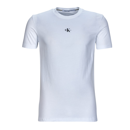Textil Homem T-Shirt mangas curtas Calvin Klein JEANS pants MICRO MONOLOGO TEE Branco