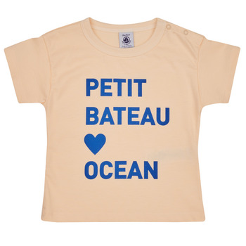 Textil Criança T-Shirt mangas curtas Petit Bateau FAON Bege / Azul