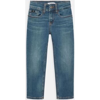 Textil Criança Calças de ganga Calvin Klein Thermal Jeans IB0IB01260 REGULAR STRAIGHT-1A4 GREEN BLUE Azul