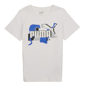 Textil Rapaz T-Shirt mangas curtas Puma ESS COL LOGO Branco / Azul