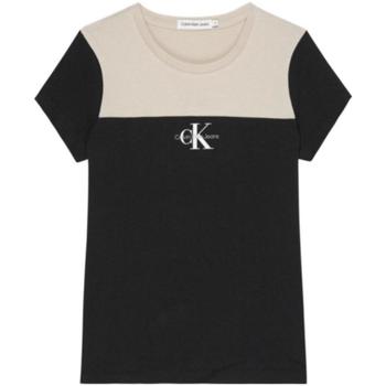 Textil Rapariga T-Shirt mangas curtas Smal Calvin Klein Jeans  Preto