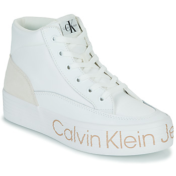 Sapatos Mulher Sapatilhas de cano-alto Calvin Klein Jeans VULC FLATF MID WRAP AROUND LOGO Branco