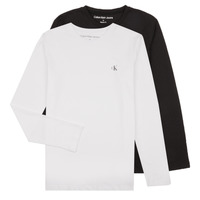 Textil Rapaz T-shirt mangas compridas Calvin Klein Jeans 2-PACK MONOGRAM TOP LS X2 Preto / Branco