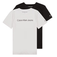 Textil Rapaz T-Shirt mangas curtas Calvin Klein Jeans CKJ LOGO 2-PACK T-SHIRT X2 Preto / Branco