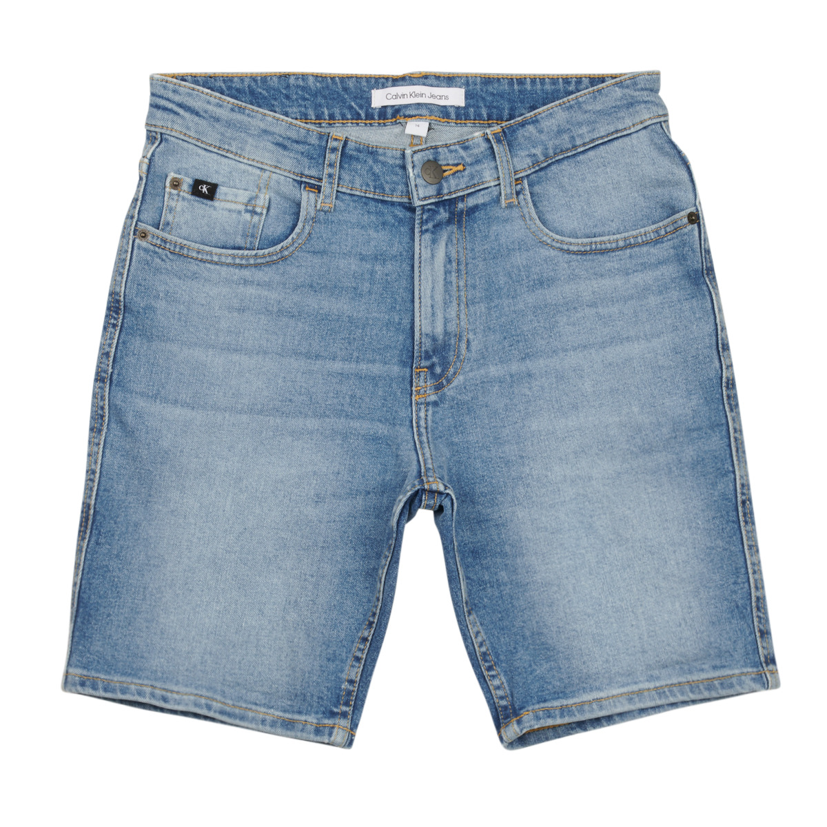 Textil Rapaz Shorts / Bermudas Calvin Klein Jeans Round Logo T Shirt REG SHORT MID BLUE Azul