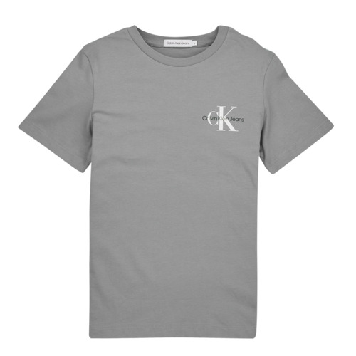 Textil Rapaz T-Shirt mangas curtas hoodie Calvin Klein Jeans CHEST MONOGRAM TOP Cinza