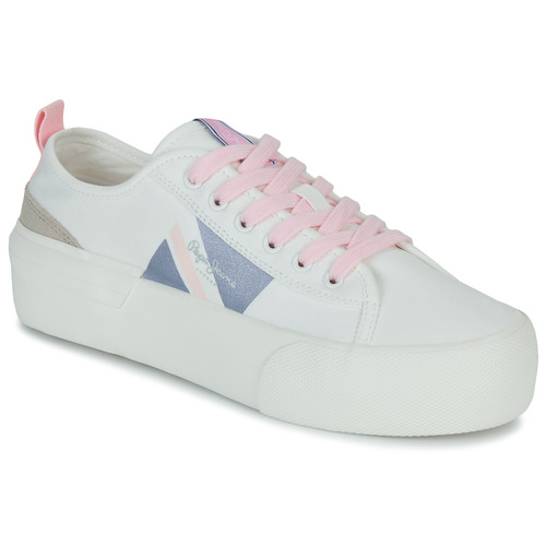 Sapatos Mulher Sapatilhas Pepe yessika jeans ALLEN FLAG COLOR W Branco / Rosa