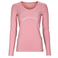 Textil Mulher T-shirt mangas compridas Guess Zanelle LS SN ADELINA TEE Rosa