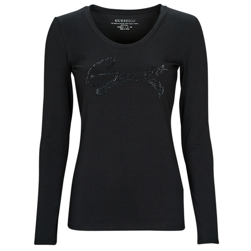 Textil Mulher T-shirt mangas compridas Guess MARCIANO LS SN ADELINA TEE Preto