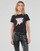 Textil Mulher T-Shirt mangas Dayanes Guess SS CN ICON TEE Preto