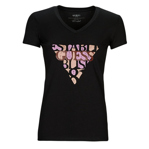 Textil Mulher TWINSET T-shirt Love France Nero Guess SS VN AMALIA TEE Preto